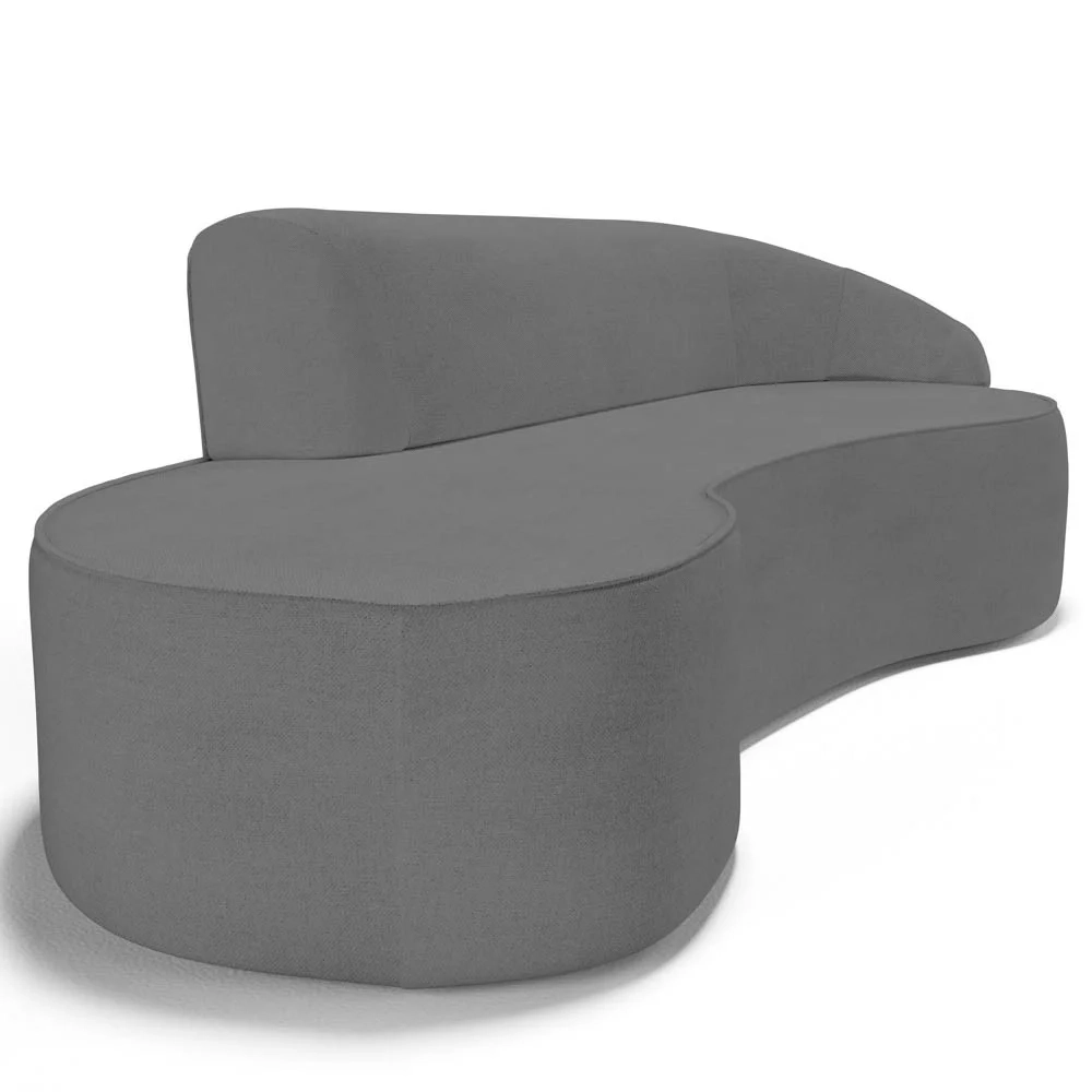 Sofá Living 2 Lugares 180cm Braço Direito Mozart D06 Linho Cinza Escuro - Mpozenato