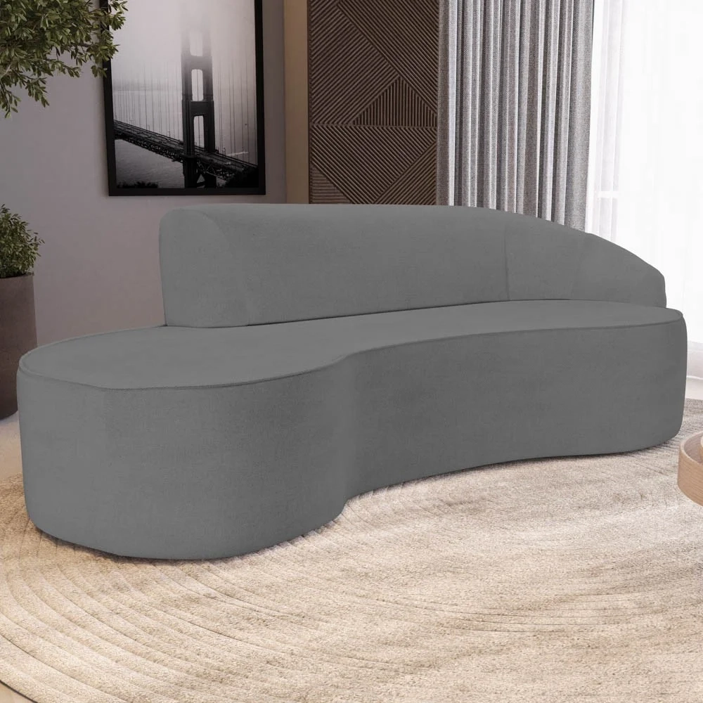 Sofá Living 2 Lugares 180cm Braço Direito Mozart D06 Linho Cinza Escuro - Mpozenato
