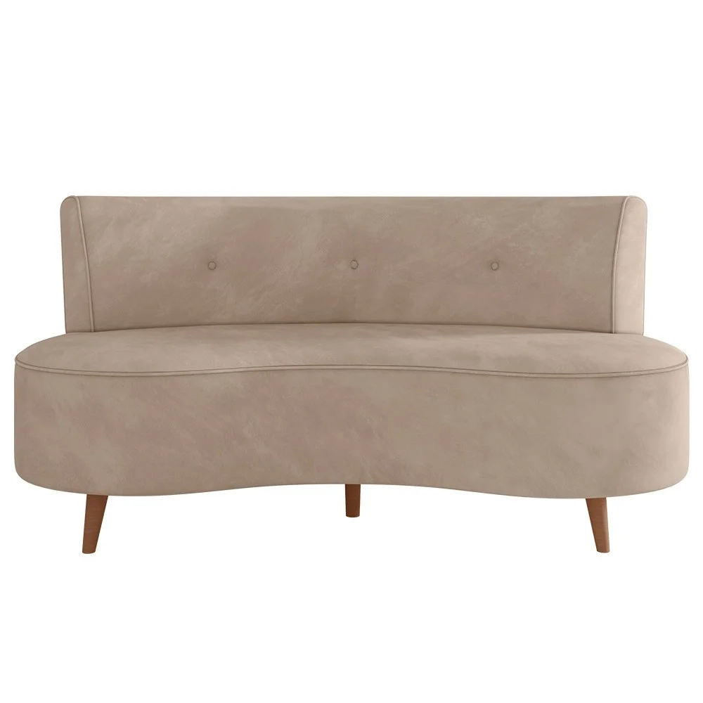 Sofá 2 Lugares para Sala Living 135cm Pés Palito Korah Z08 Veludo Bege - Mpozenato
