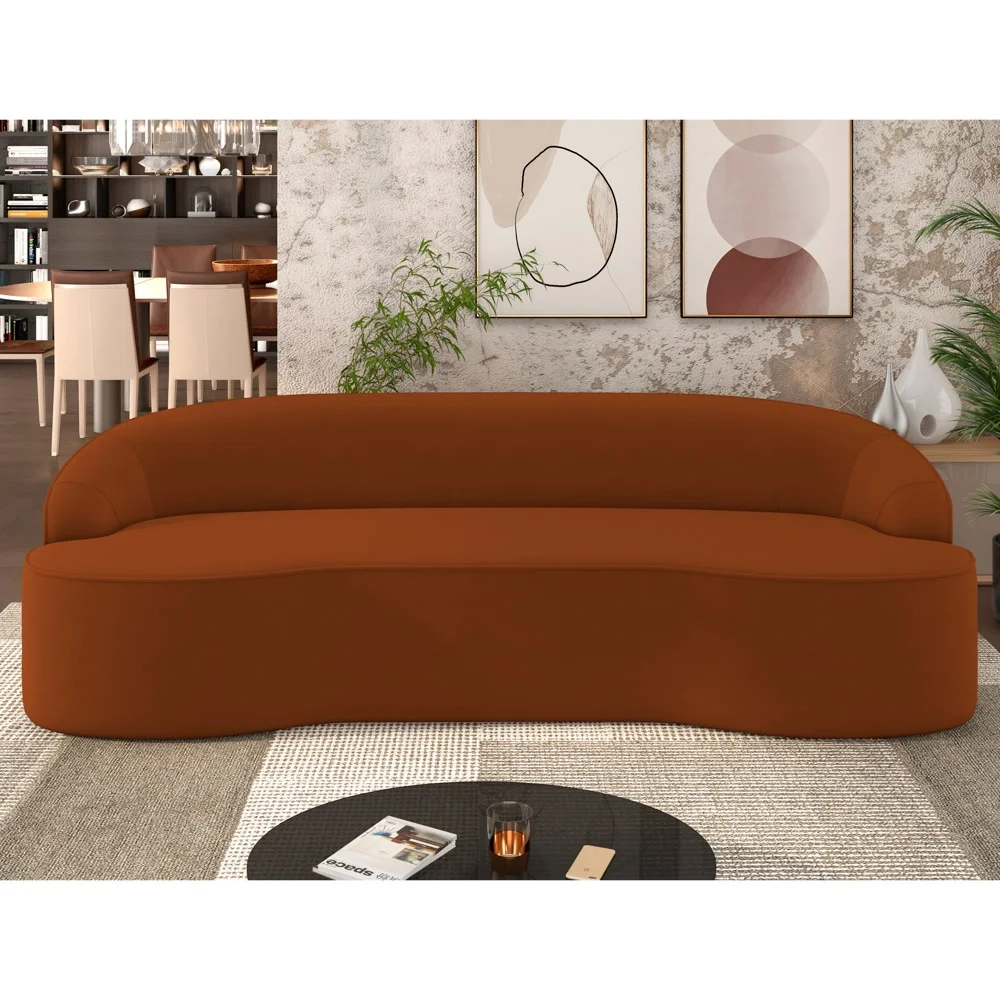 Sofá 4 Lugares para Sala de Estar Living 230cm Theo D06 Veludo Laranja - Mpozenato
