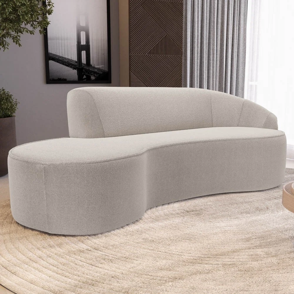 Sofá Living 3 Lugares 210cm Braço Direito Mozart D06 Boucle Bege - Mpozenato