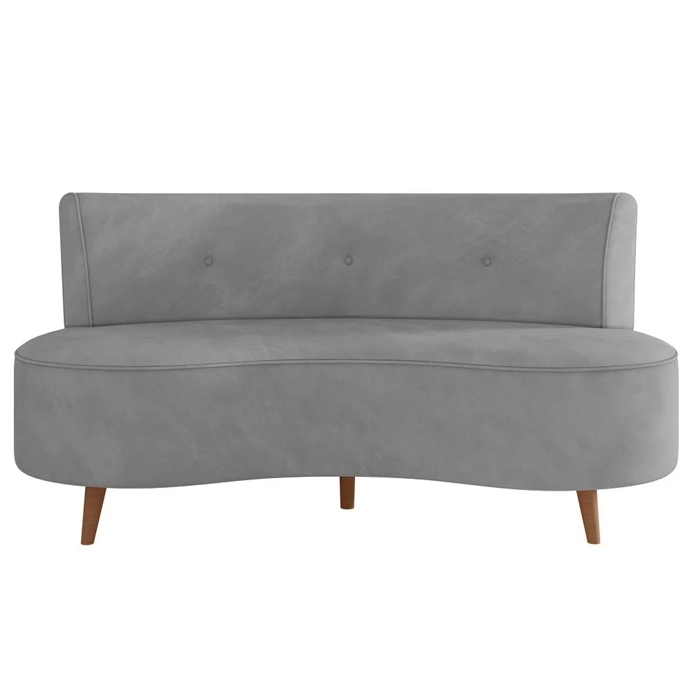 Sofá 2 Lugares para Sala Living 135cm Pés Palito Korah Z08 Veludo Cinza - Mpozenato
