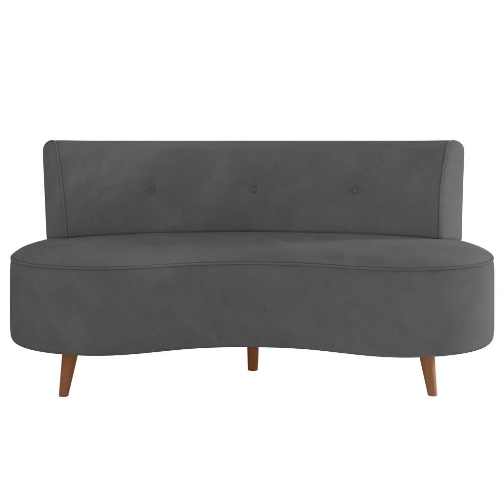 Sofá 2 Lugares para Sala Living 135cm Pés Palito Korah Z08 Veludo Cinza Escuro - Mpozenato