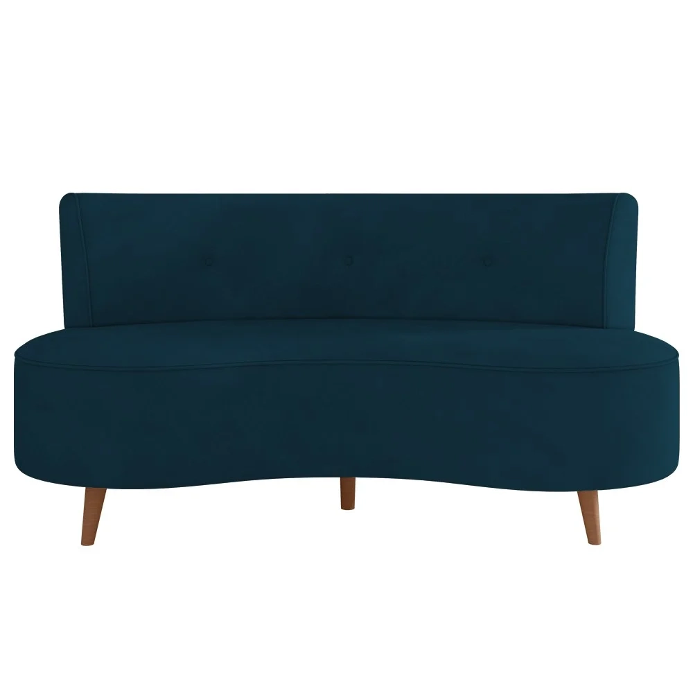 Sofá 2 Lugares para Sala Living 135cm Pés Palito Korah Z08 Veludo Azul - Mpozenato