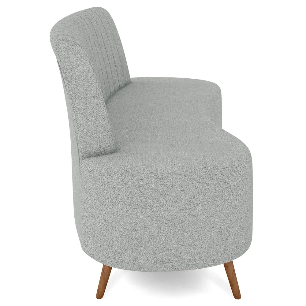Sofá 2 Lugares para Sala Living 135cm Pés Palito Tamar Z08 Boucle Cinza Claro - Mpozenato