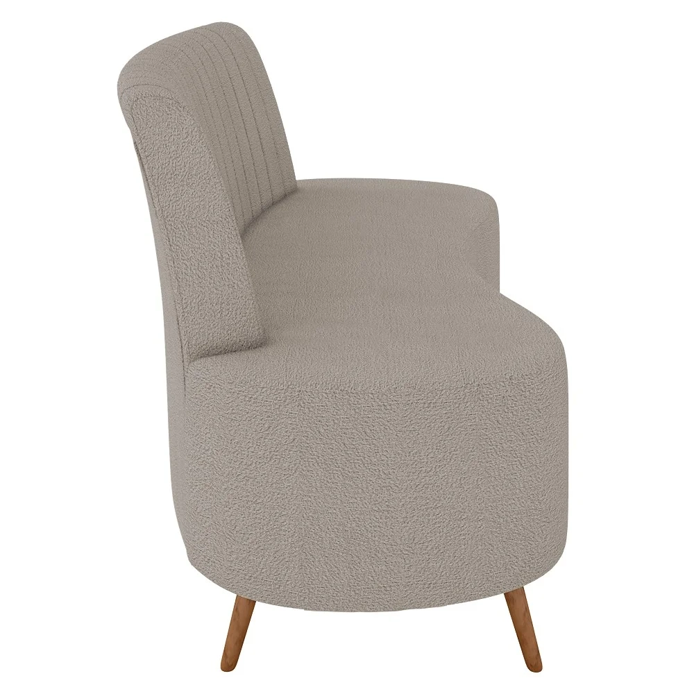 Sofá 2 Lugares para Sala Living 135cm Pés Palito Tamar Z08 Boucle Bege Escuro - Mpozenato