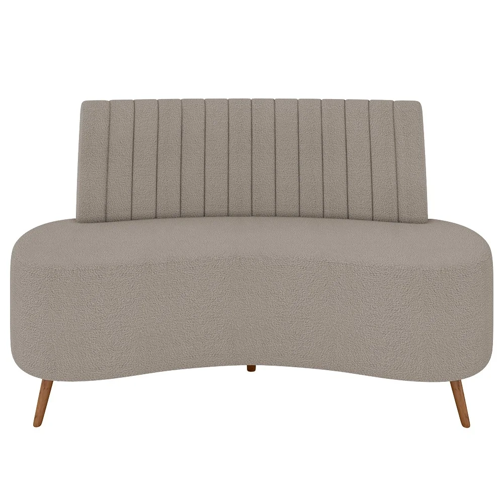 Sofá 2 Lugares para Sala Living 135cm Pés Palito Tamar Z08 Boucle Bege Escuro - Mpozenato
