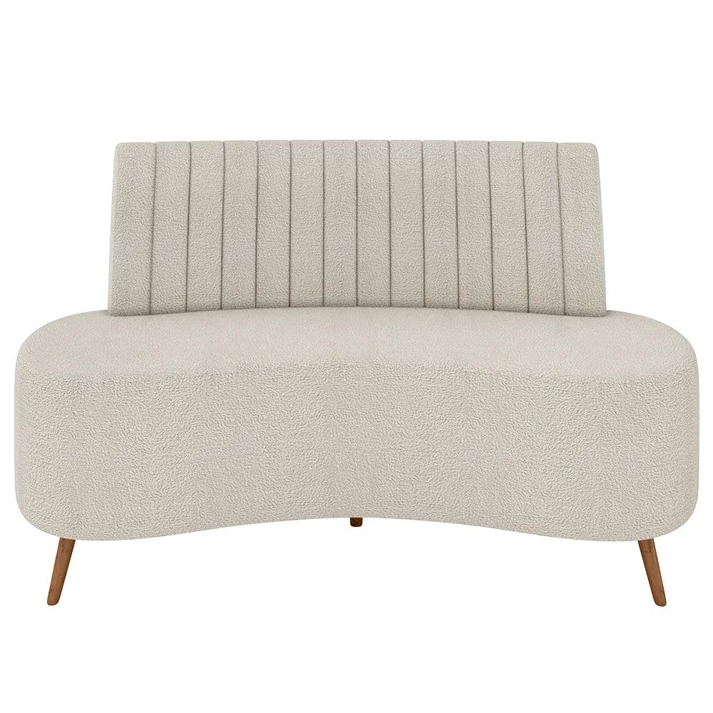 Sofá 2 Lugares para Sala Living 135cm Pés Palito Tamar Z08 Boucle Bege - Mpozenato