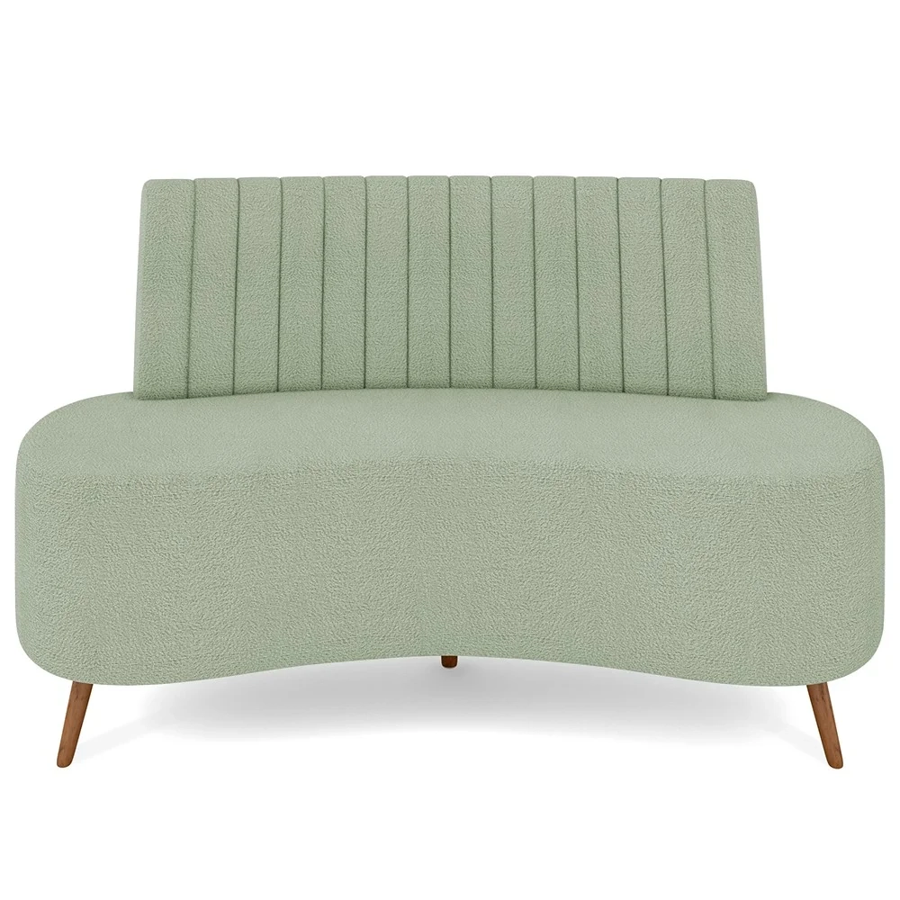 Sofá 2 Lugares para Sala Living 135cm Pés Palito Tamar Z08 Boucle Verde Água - Mpozenato