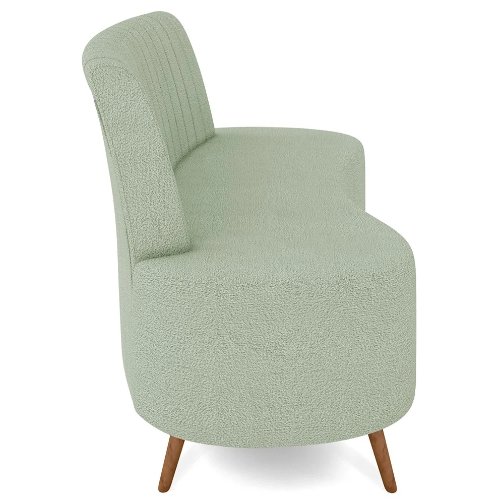 Sofá 2 Lugares para Sala Living 135cm Pés Palito Tamar Z08 Boucle Verde Água - Mpozenato