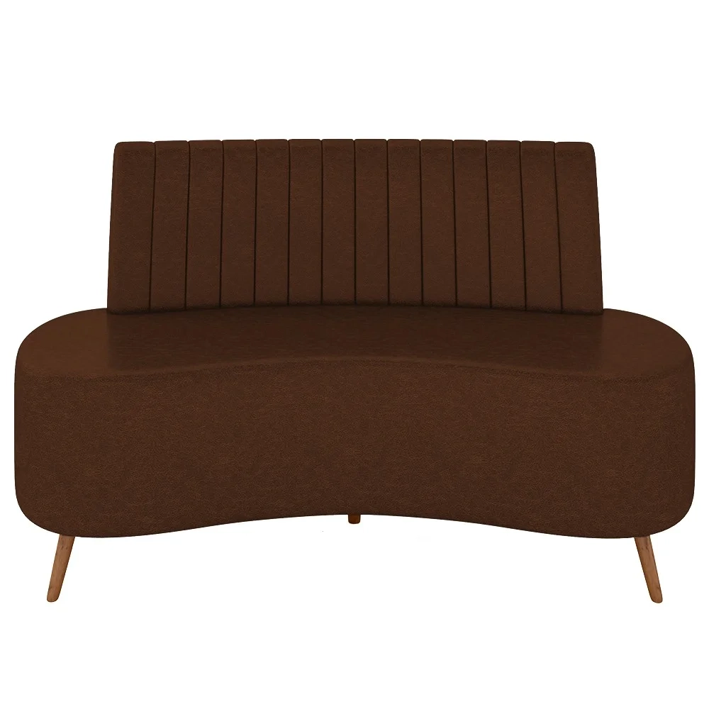 Sofá 2 Lugares para Sala Living 135cm Pés Palito Tamar Z08 Sintético Marrom - Mpozenato