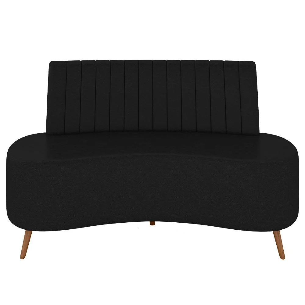 Sofá 2 Lugares para Sala Living 135cm Pés Palito Tamar Z08 Sintético Preto - Mpozenato