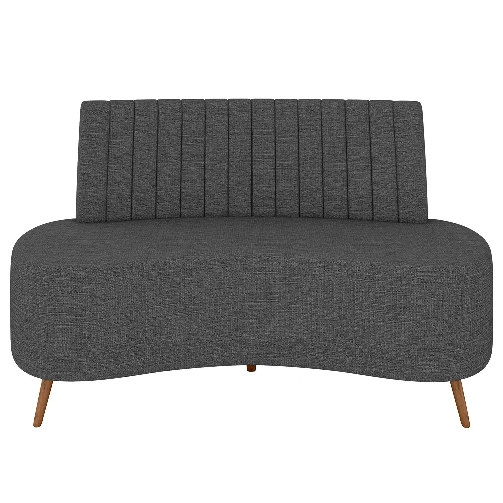 Sofá 2 Lugares para Sala Living 135cm Pés Palito Tamar Z08 Linho Cinza Escuro - Mpozenato