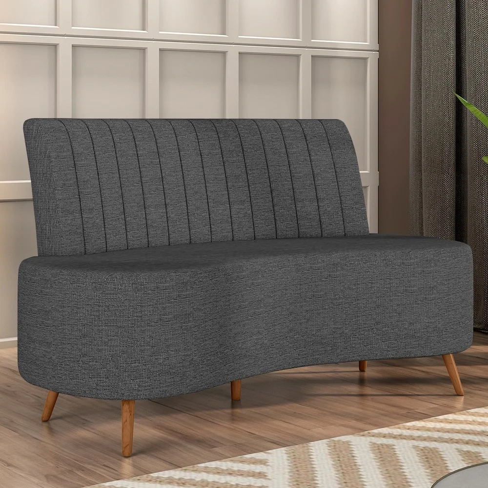 Sofá 2 Lugares para Sala Living 135cm Pés Palito Tamar Z08 Linho Cinza Escuro - Mpozenato