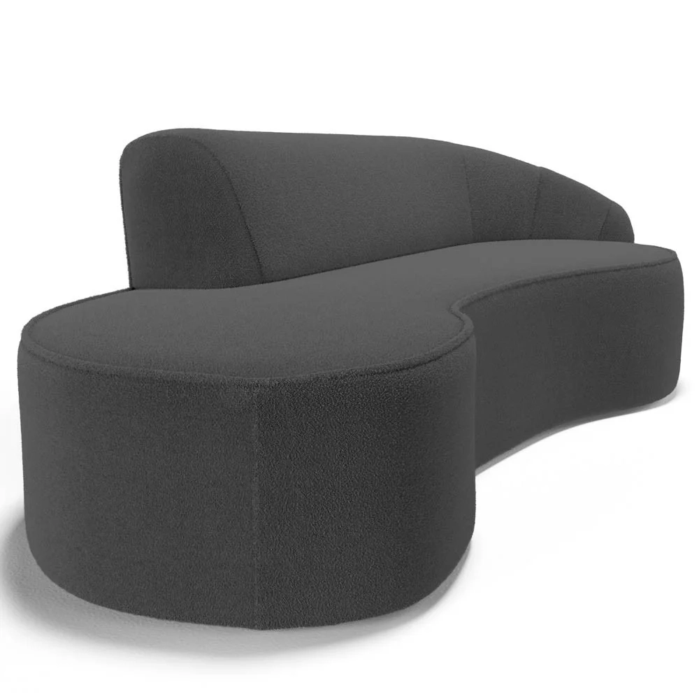 Sofá Living 4 Lugares 300cm Braço Direito Mozart D06 Boucle Chumbo - Mpozenato