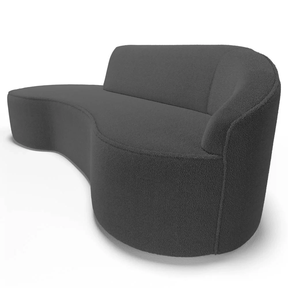 Sofá Living 4 Lugares 300cm Braço Direito Mozart D06 Boucle Chumbo - Mpozenato