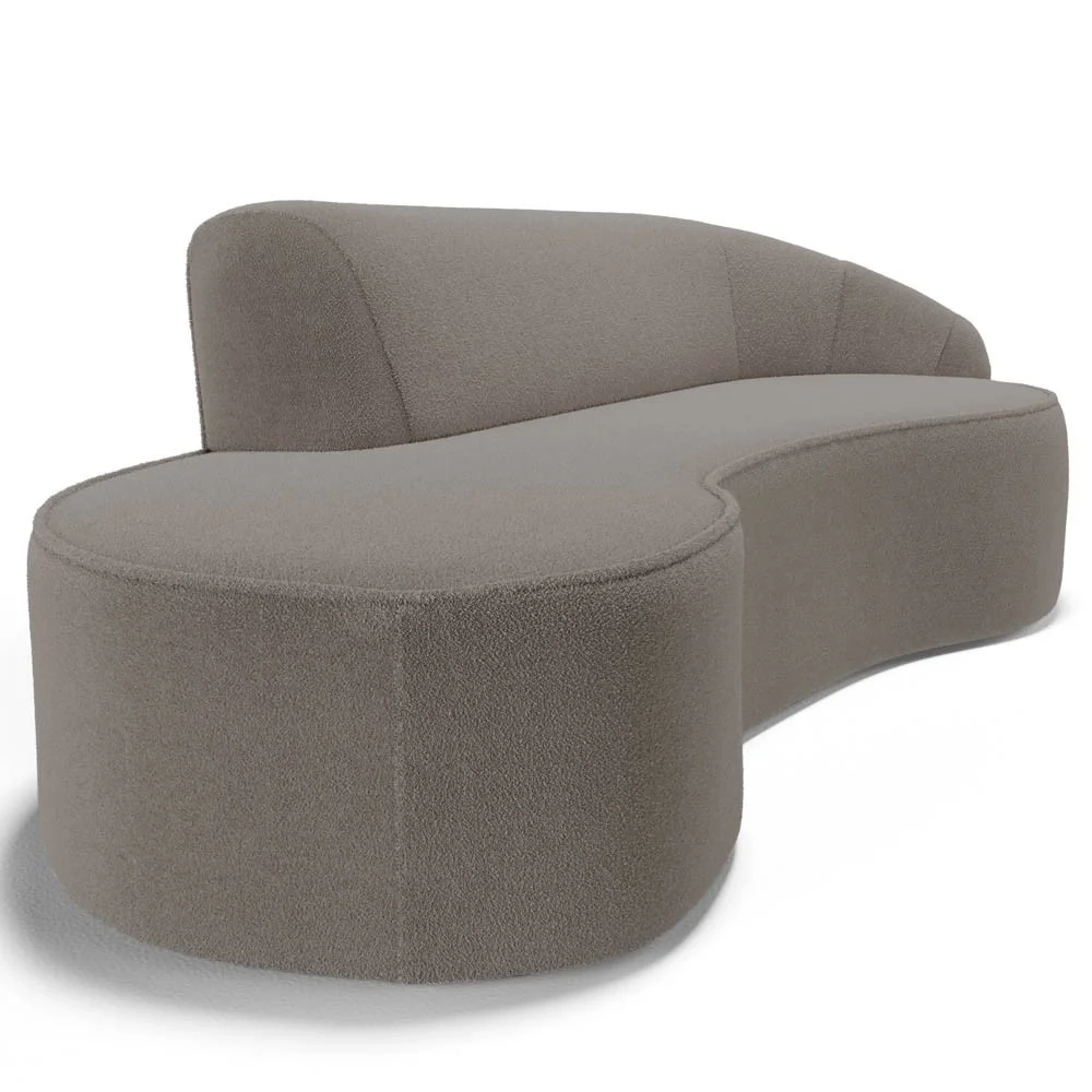 Sofá Living 3 Lugares 230cm Braço Direito Mozart D06 Boucle Bege Escuro - Mpozenato