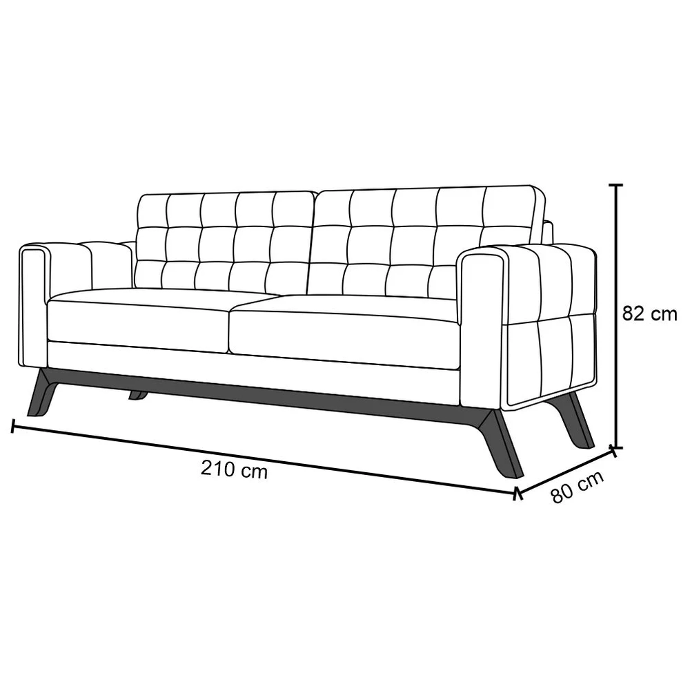 Sofá 210 cm 3 Lugares Sandero C-305 Veludo Rosê - Domi