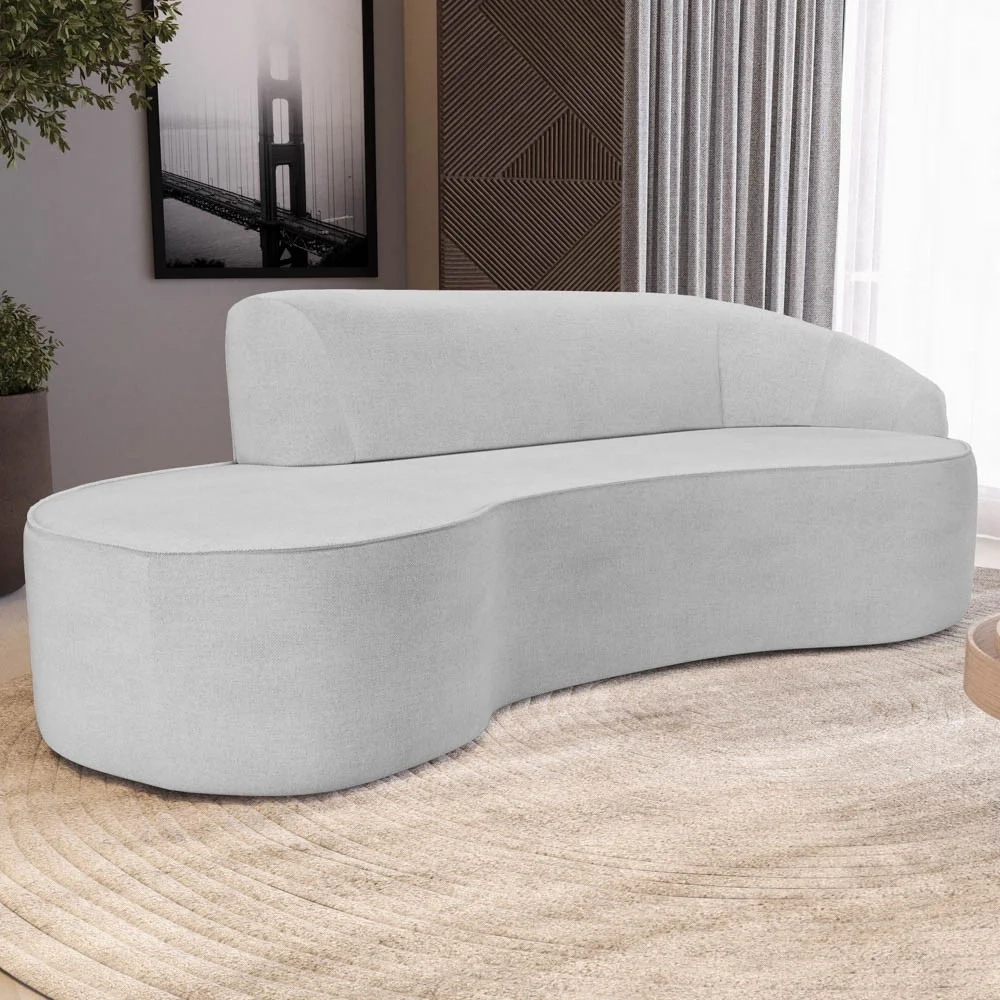 Sofá Living 3 Lugares 230cm Braço Direito Mozart D06 Linho Cinza - Mpozenato