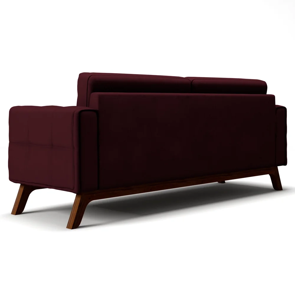 Sofá 230 cm 3 Lugares Sandero C-278 Veludo Marsala - Domi