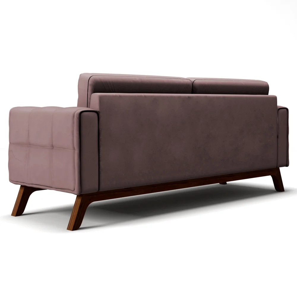 Sofá 230 cm 3 Lugares Sandero C-305 Veludo Rosê - Domi