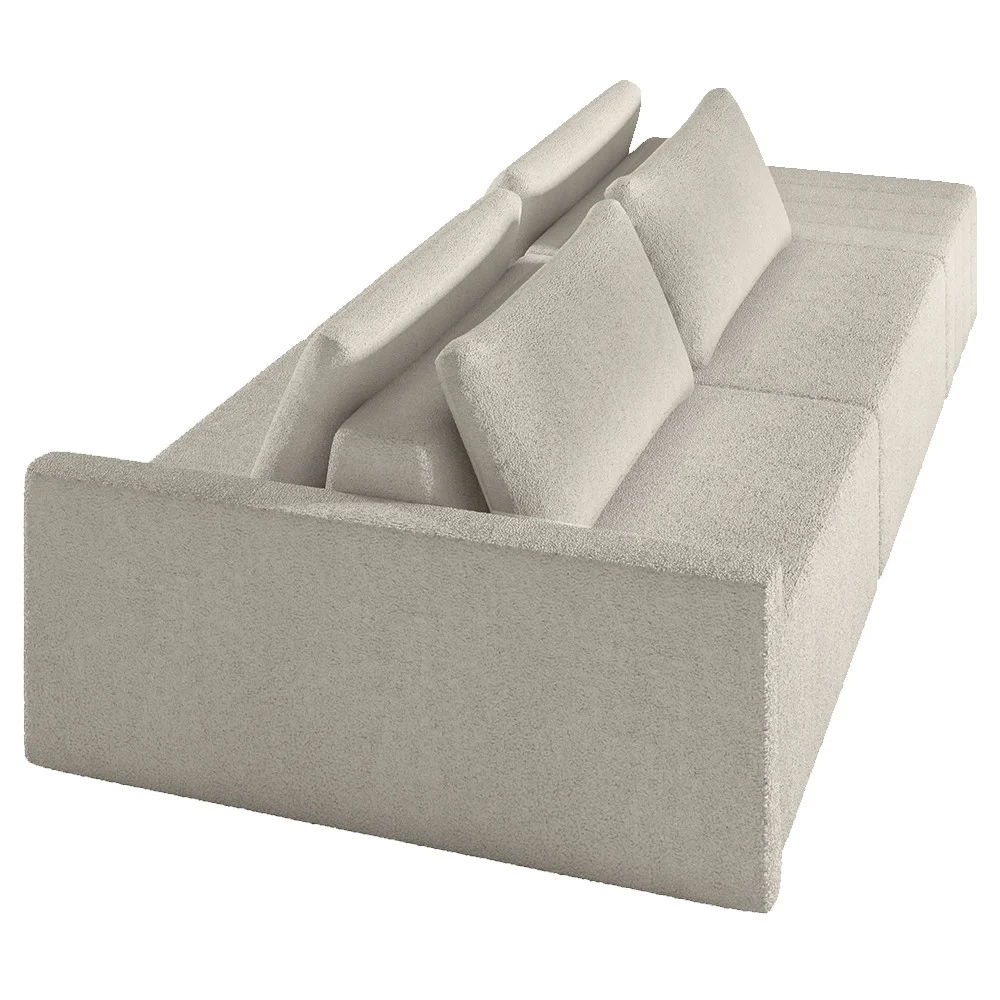 Sofá Ilha Modular com Puff para Sala Living 232cm Georgia Z08 Boucle Bege - Mpozenato