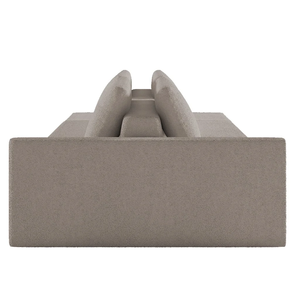 Sofá Ilha Modular com Puff para Sala Living 232cm Georgia Z08 Boucle Bege Escuro - Mpozenato