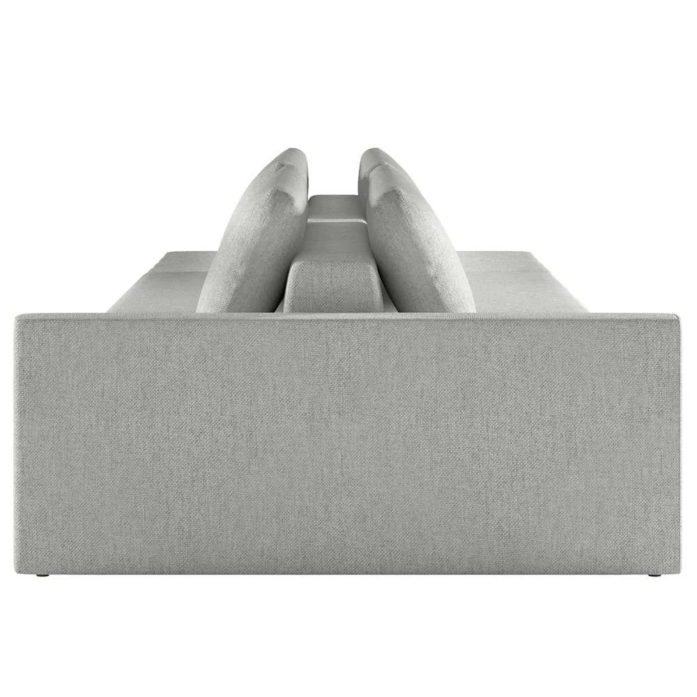 Sofá Ilha Modular com Puff para Sala Living 232cm Georgia Z08 Linho Cinza Claro - Mpozenato