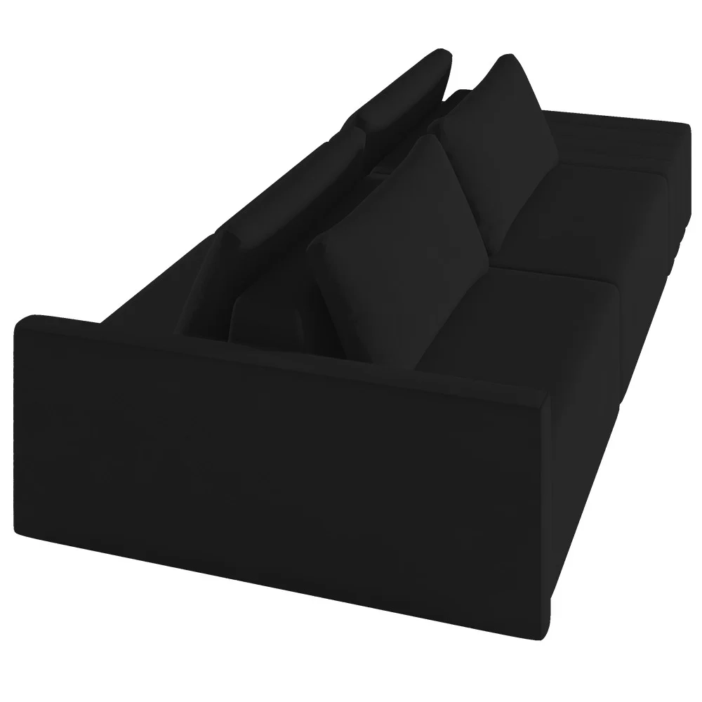 Sofá Ilha Modular com Puff para Sala Living 232cm Georgia Z08 Veludo Preto - Mpozenato