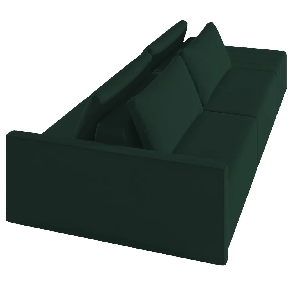 Sofá Ilha Modular com Puff para Sala Living 232cm Georgia Z08 Veludo Verde - Mpozenato