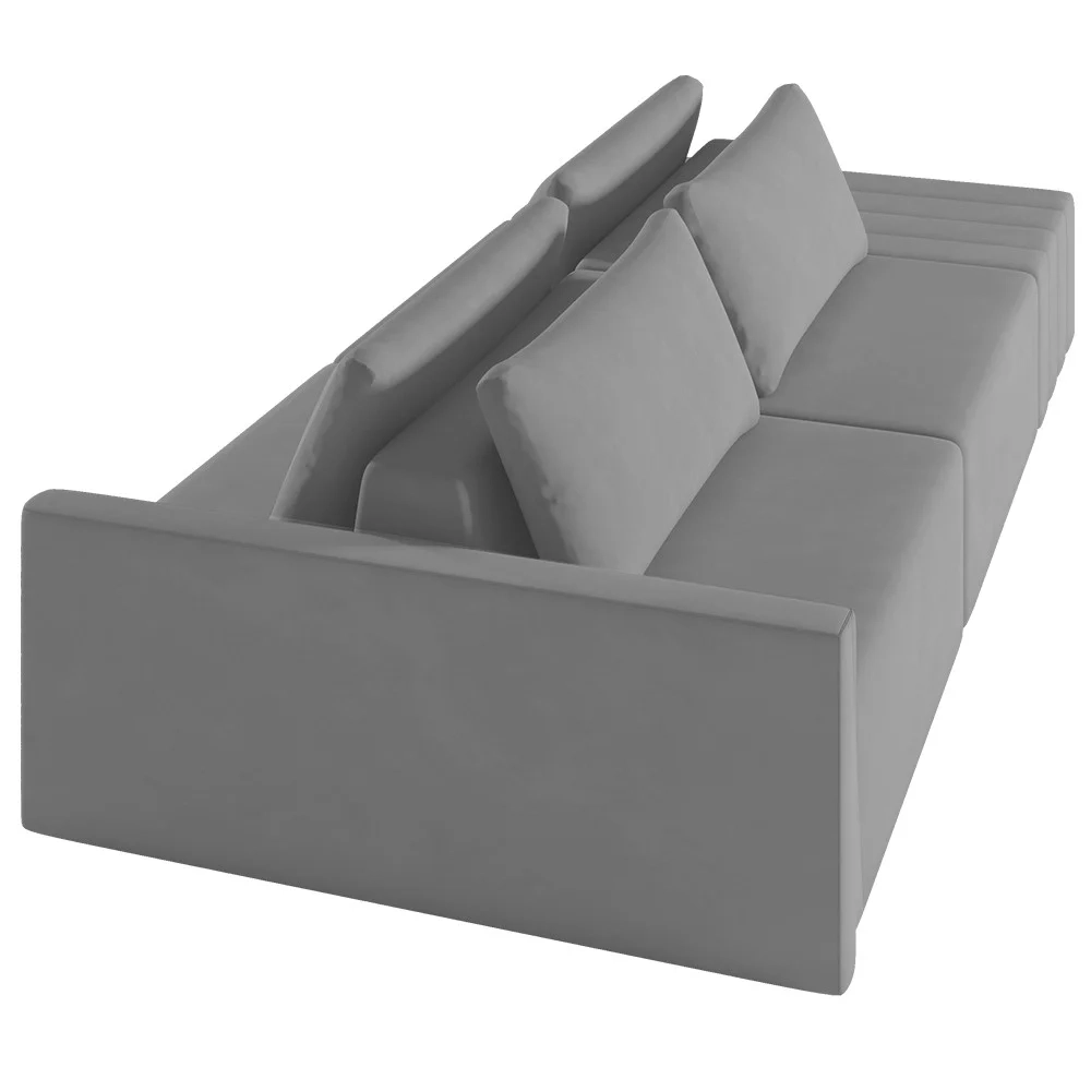 Sofá Ilha Modular com Puff para Sala Living 232cm Georgia Z08 Veludo Cinza - Mpozenato