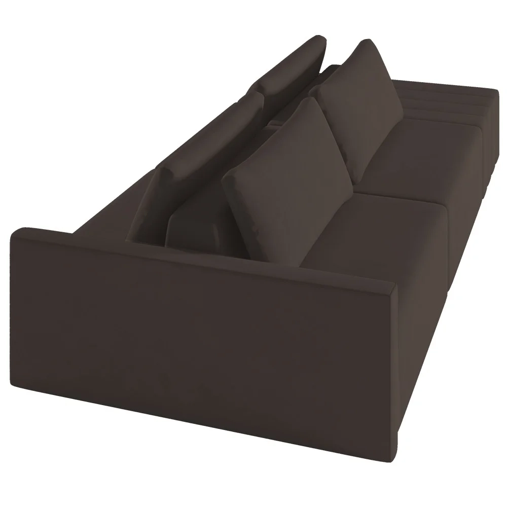 Sofá Ilha Modular com Puff para Sala Living 232cm Georgia Z08 Veludo Marrom - Mpozenato