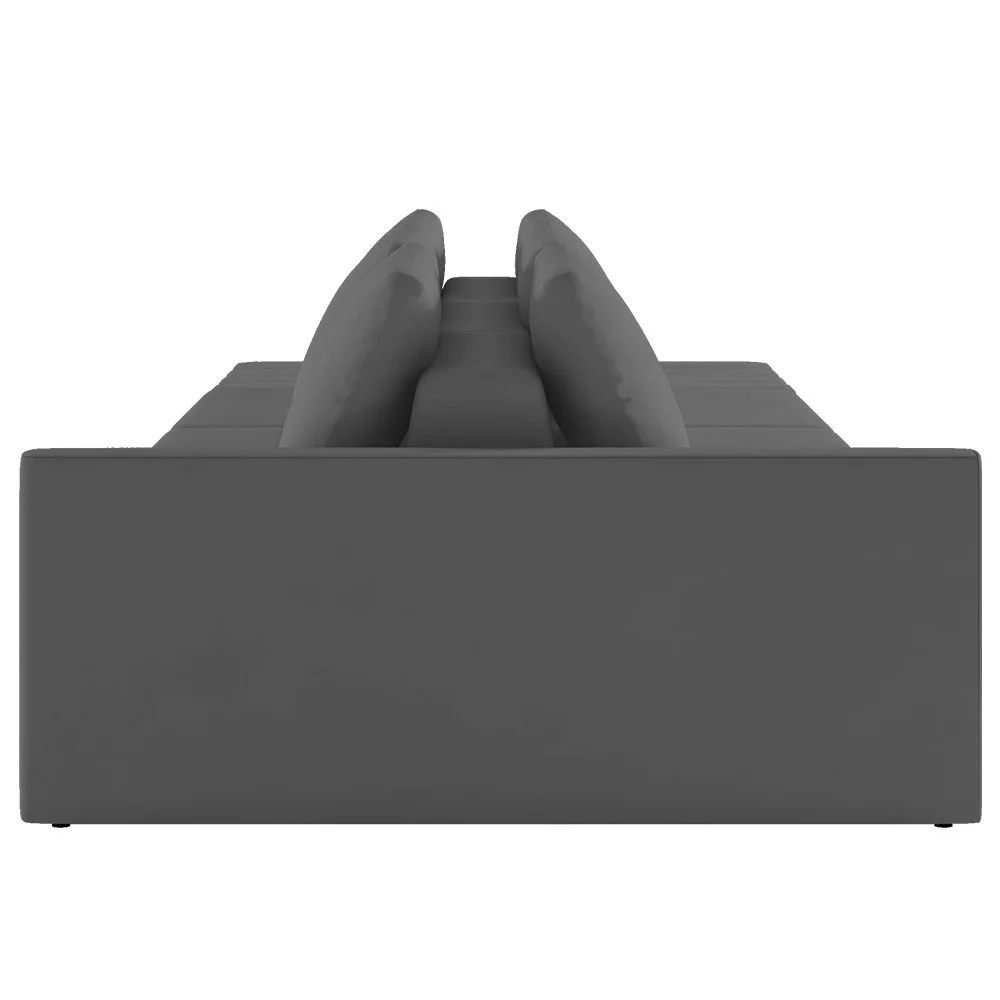 Sofá Ilha Modular com Puff para Sala Living 232cm Georgia Z08 Veludo Cinza Escuro - Mpozenato