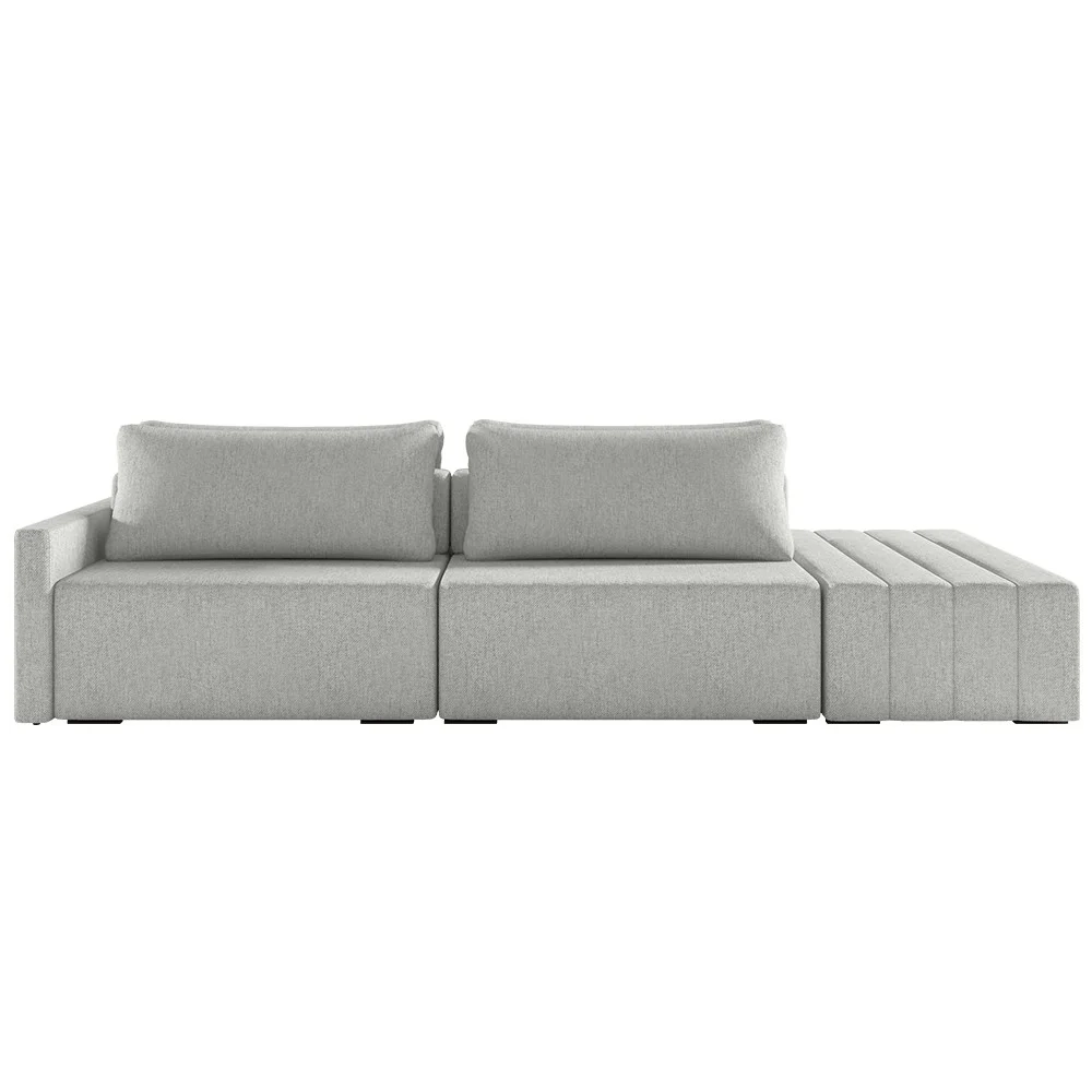 Sofá Ilha Modular com Puff para Sala Living 252cm Georgia Z08 Linho Cinza - Mpozenato