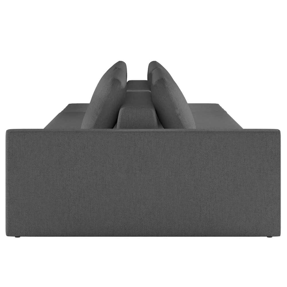 Sofá Ilha Modular com Puff para Sala Living 252cm Georgia Z08 Linho Cinza Escuro - Mpozenato