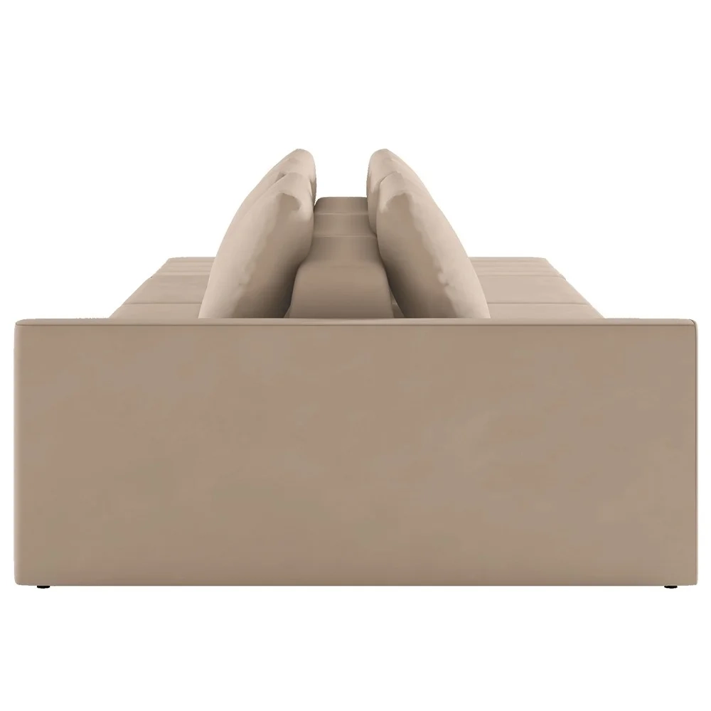 Sofá Ilha Modular com Puff para Sala Living 252cm Georgia Z08 Veludo Bege - Mpozenato