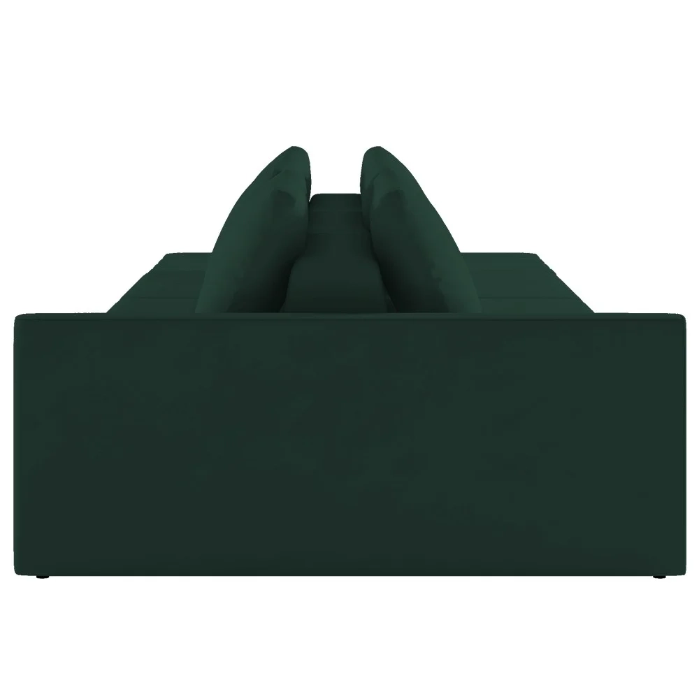 Sofá Ilha Modular com Puff para Sala Living 252cm Georgia Z08 Veludo Verde - Mpozenato
