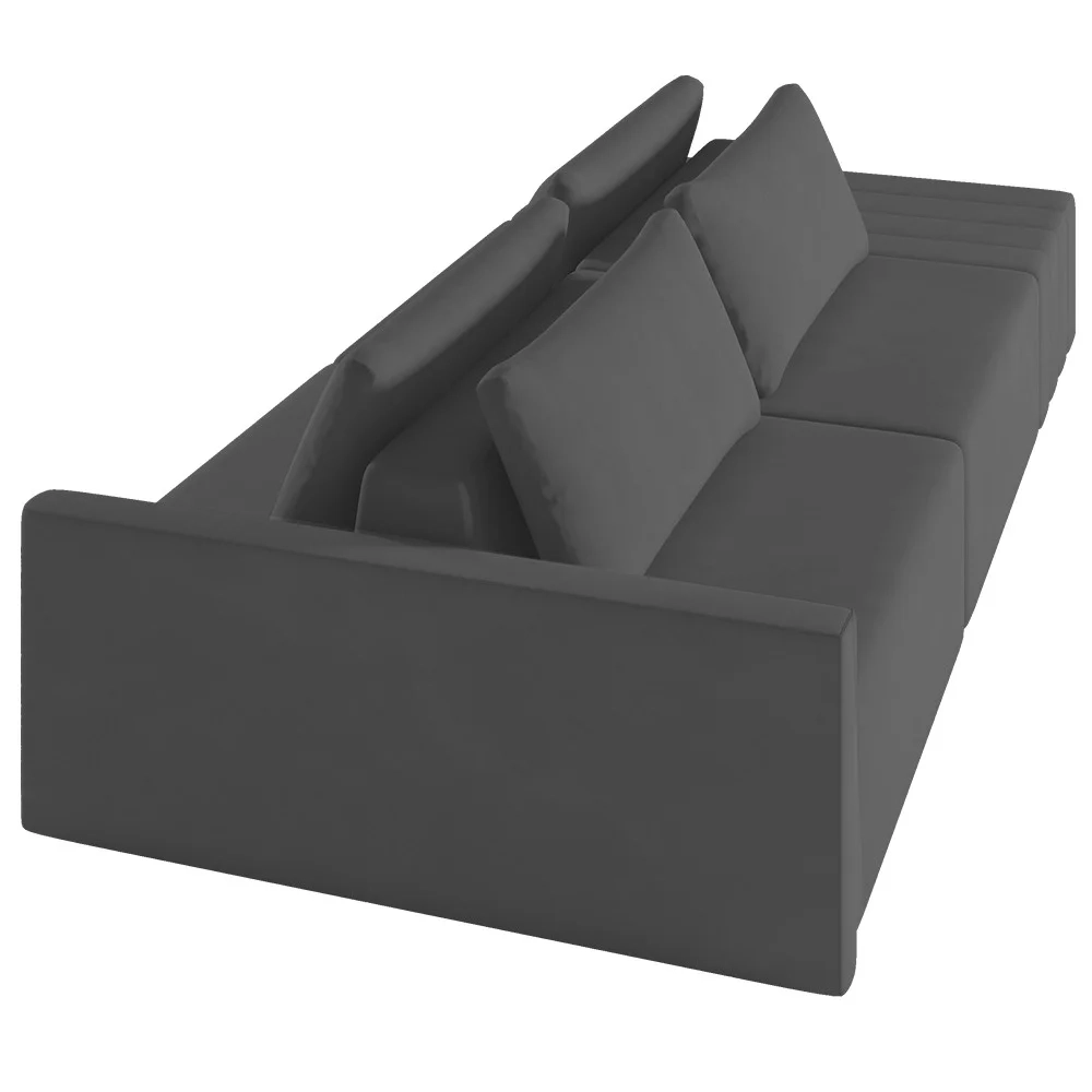 Sofá Ilha Modular com Puff para Sala Living 252cm Georgia Z08 Veludo Cinza Escuro - Mpozenato