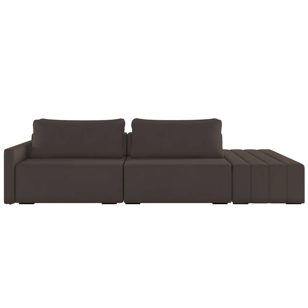 Sofá Ilha Modular com Puff para Sala Living 252cm Georgia Z08 Veludo Marrom - Mpozenato