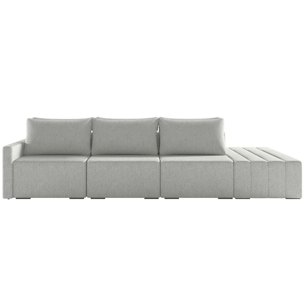 Sofá Ilha Modular com Puff para Sala Living 312cm Georgia Z08 Linho Cinza - Mpozenato