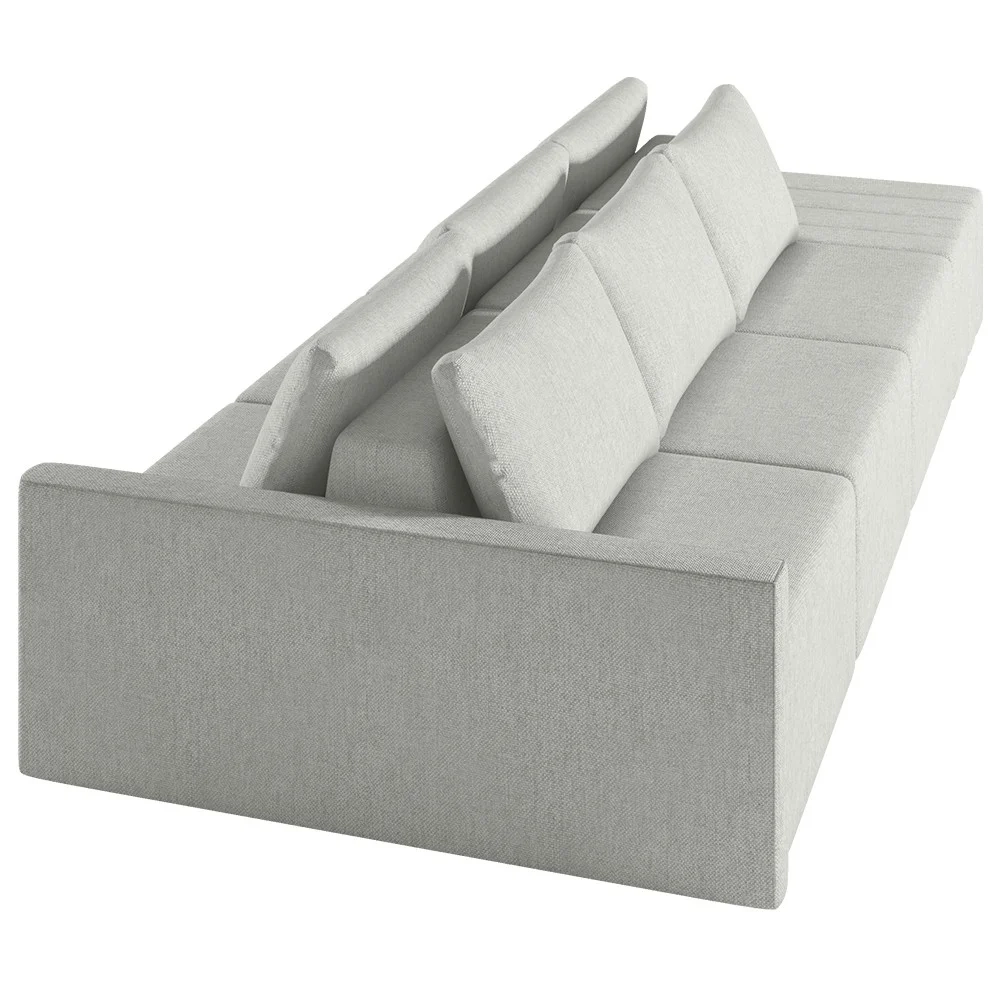 Sofá Ilha Modular com Puff para Sala Living 312cm Georgia Z08 Linho Cinza - Mpozenato