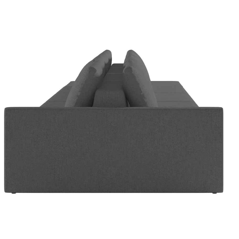 Sofá Ilha Modular com Puff para Sala Living 312cm Georgia Z08 Linho Cinza Escuro - Mpozenato