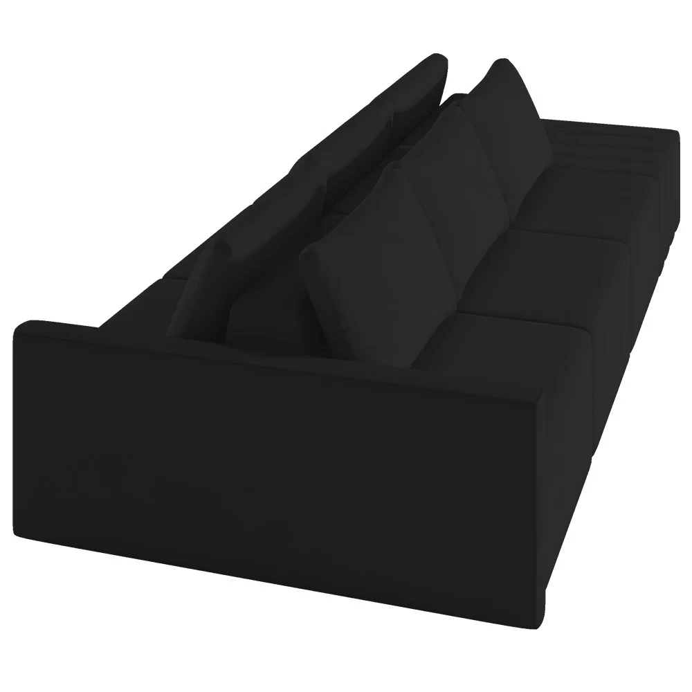 Sofá Ilha Modular com Puff para Sala Living 312cm Georgia Z08 Veludo Preto - Mpozenato