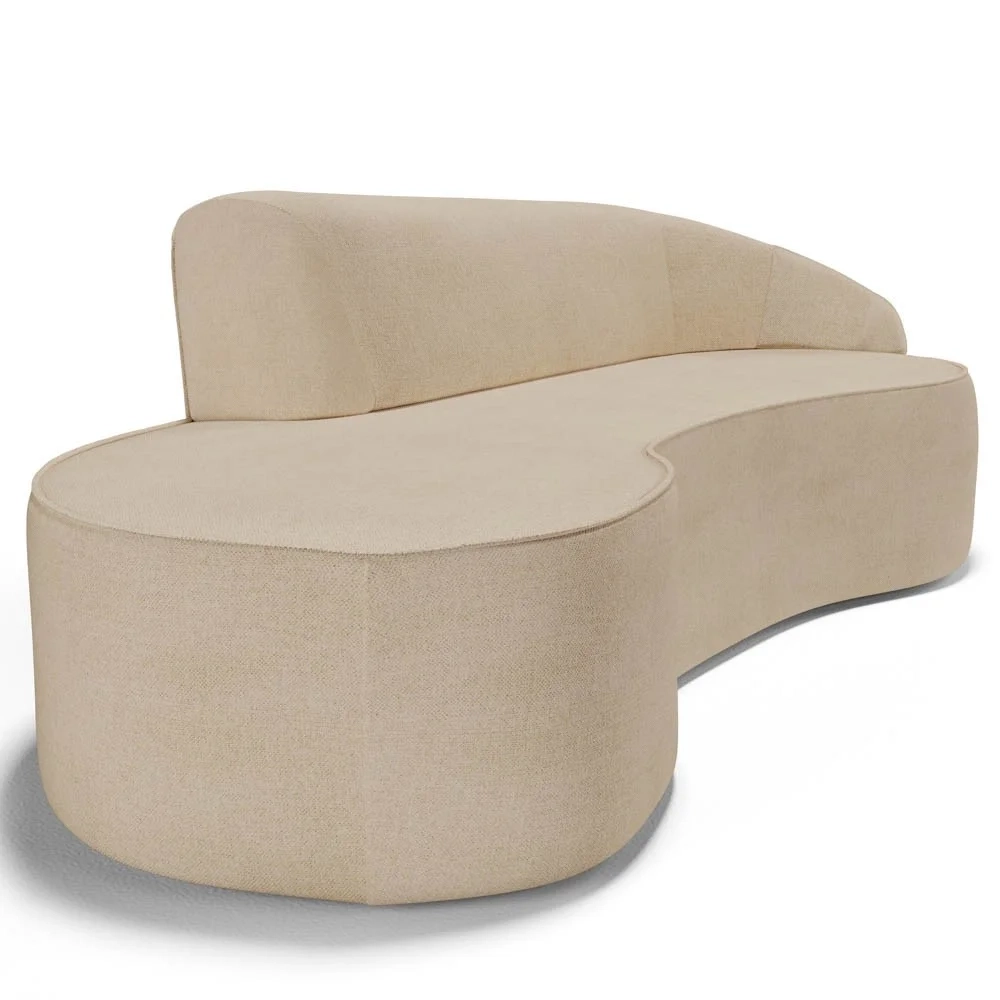 Sofá Living 4 Lugares 300cm Braço Direito Mozart D06 Linho Bege Escuro - Mpozenato