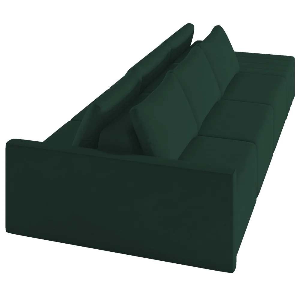 Sofá Ilha Modular com Puff para Sala Living 312cm Georgia Z08 Veludo Verde - Mpozenato