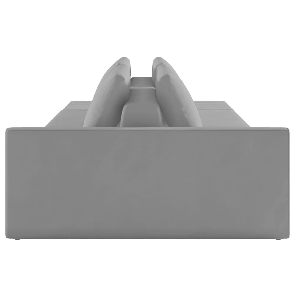 Sofá Ilha Modular com Puff para Sala Living 312cm Georgia Z08 Veludo Cinza - Mpozenato