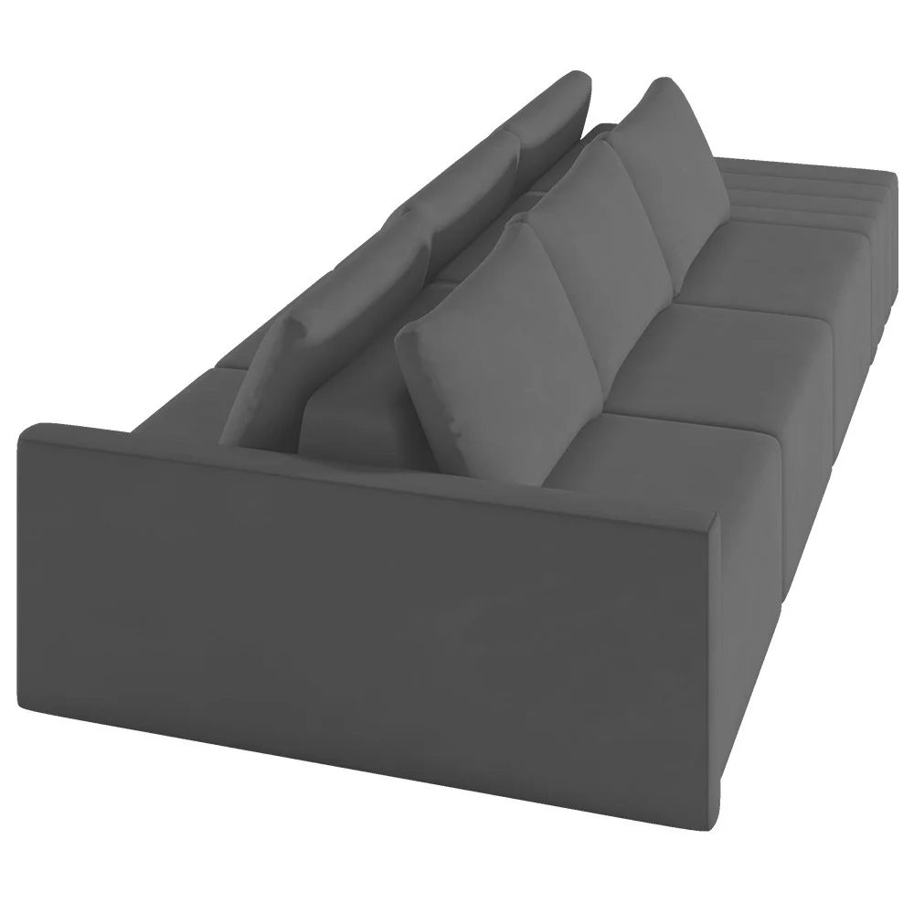 Sofá Ilha Modular com Puff para Sala Living 312cm Georgia Z08 Veludo Cinza Escuro - Mpozenato