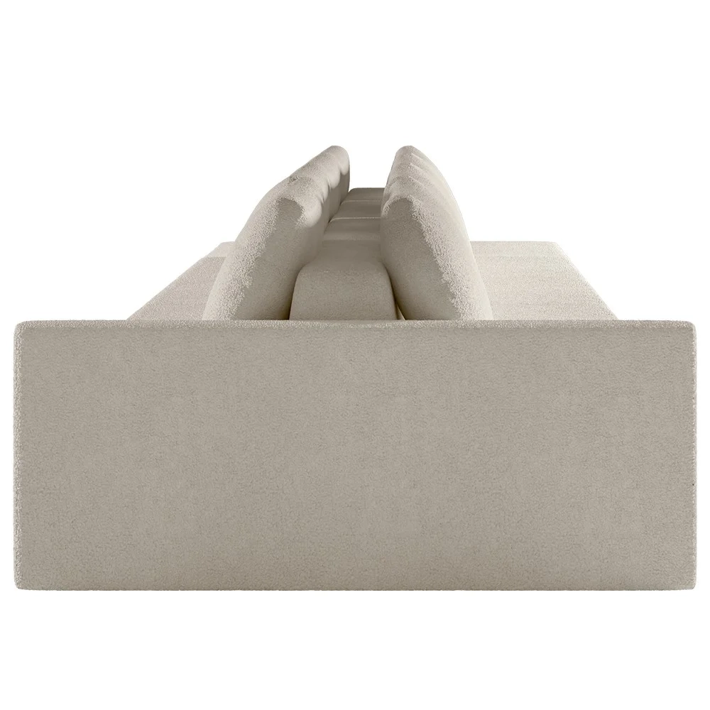 Sofá Ilha Modular com Puff para Sala Living 392cm Georgia Z08 Boucle Bege - Mpozenato
