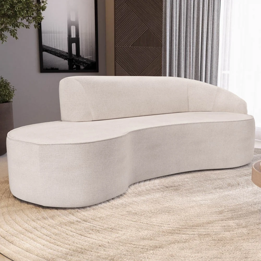 Sofá Living 3 Lugares 260cm Braço Direito Mozart D06 Linho Cru - Mpozenato