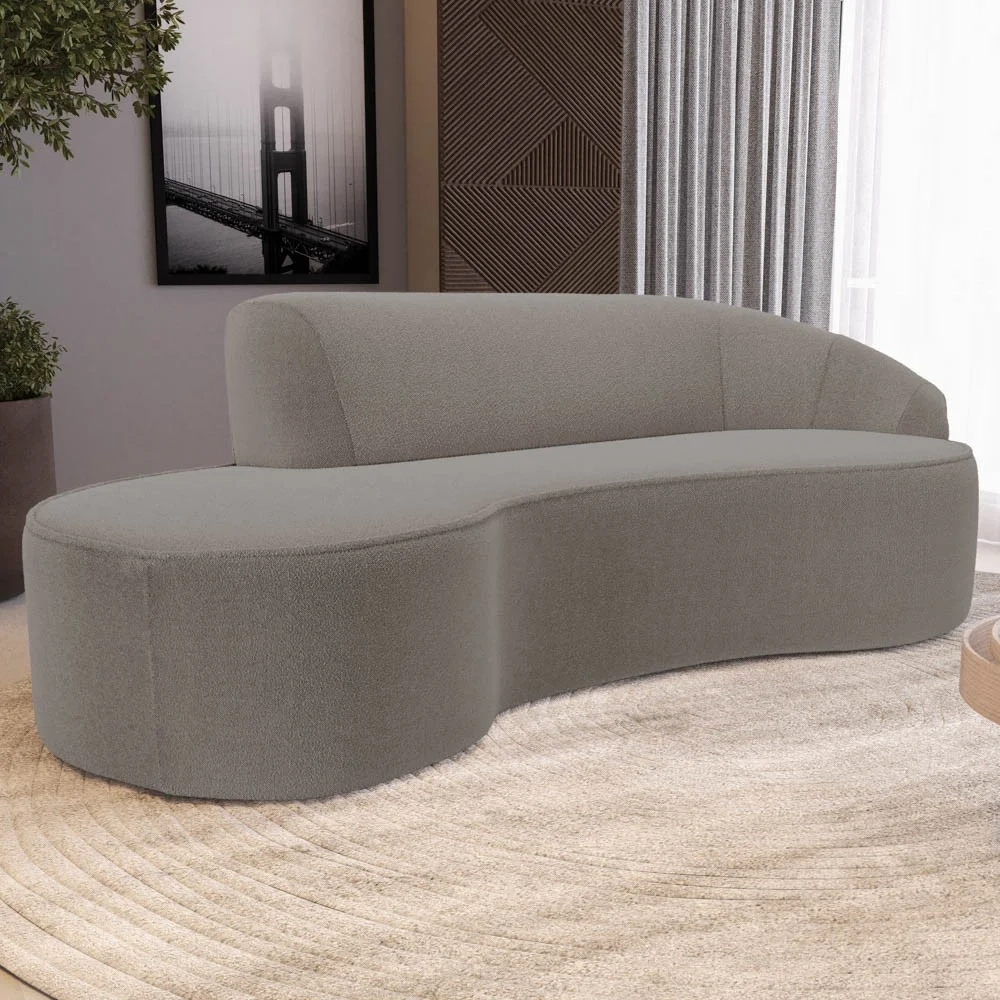 Sofá Living 4 Lugares 280cm Braço Direito Mozart D06 Boucle Bege Escuro - Mpozenato